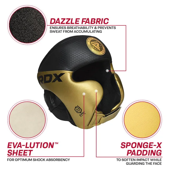 Шлем для бокса RDX L1 Mark Pro Cheek Boxing Training Golden