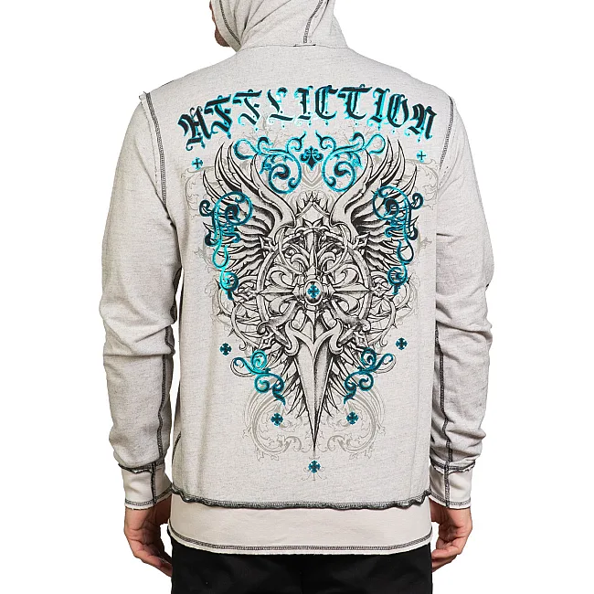 Толстовка AFFLICTION Awakening Light Reversible Zip Off White Black