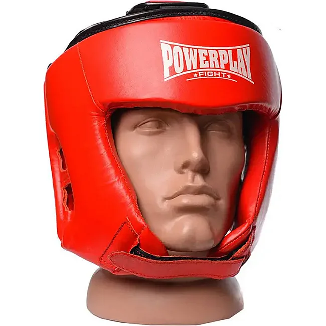 Турнирный шлем для бокса POWERPLAY 3049 Красный Капа в комплекте (в подарок)