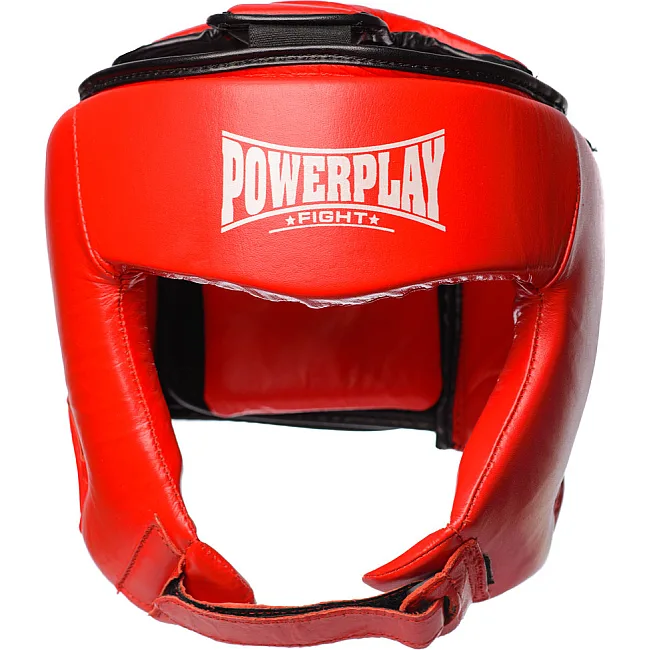 Турнирный шлем для бокса POWERPLAY 3049 Красный Капа в комплекте (в подарок)