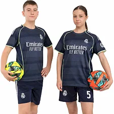 Футбольна форма дитяча із символікою клубу REAL MADRID BELLINGHAM 5 гостьова 2026 SP-SPORT CO-7343 (Темно-синій)