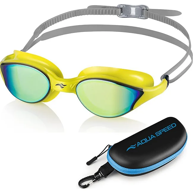 Окуляри для плавання Aqua Speed VORTEX MIRROR+CASE 8898 жовтий, сірий One Size