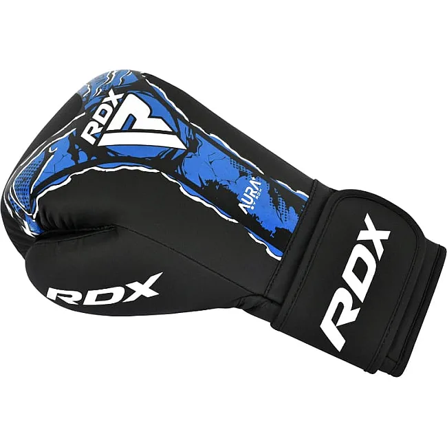 Боксерські рукавиці RDX BOXING GLOVES NEW AURA F17 чорний, синій