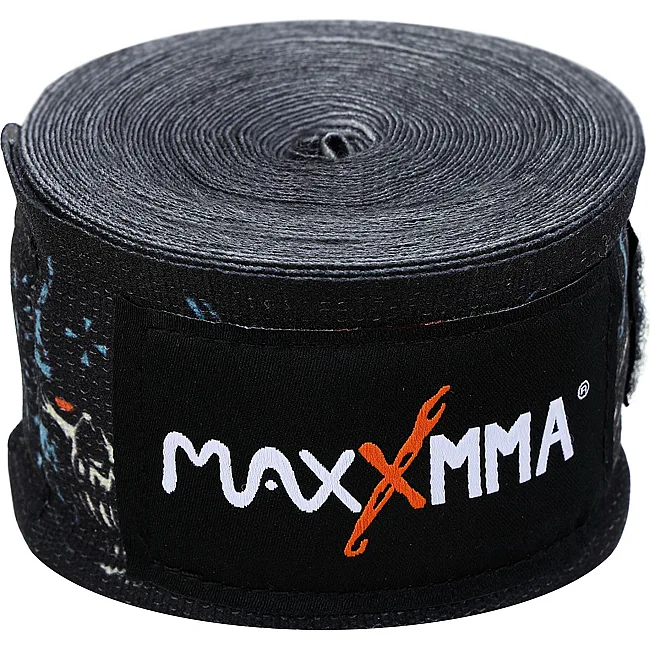 Бинты для бокса
 с принтом Череп полиэстер с эластаном 2штуки MAXXMMA
 WR07-120 3м (Черный-белый)