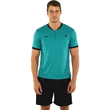 Форма футбольного судді комплект футболка та шорти SP-SPORT CO-581 (М'ятний-чорний)
