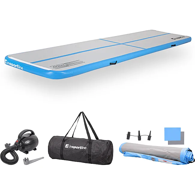 Надувной коврик Airtrack inSPORTline Airstunt 400x100 см, серо-бирюзовый