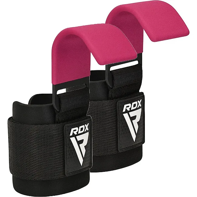 Крюки для тяги на запястье RDX W5 Gym Hook Strap Pink Plus