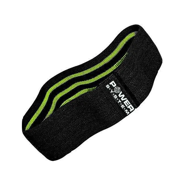 Резинка для фитнеса тканевая POWER SYSTEM PS-4092 Booty Band LVL 2 Black/Green (d_80 см. 12-16кг.)