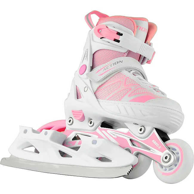 Ролики и коньки 2в1 ACTION Riply/Pink