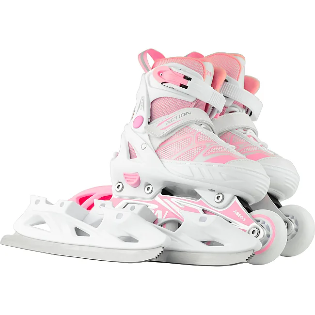 Ролики и коньки 2в1 ACTION Riply/Pink