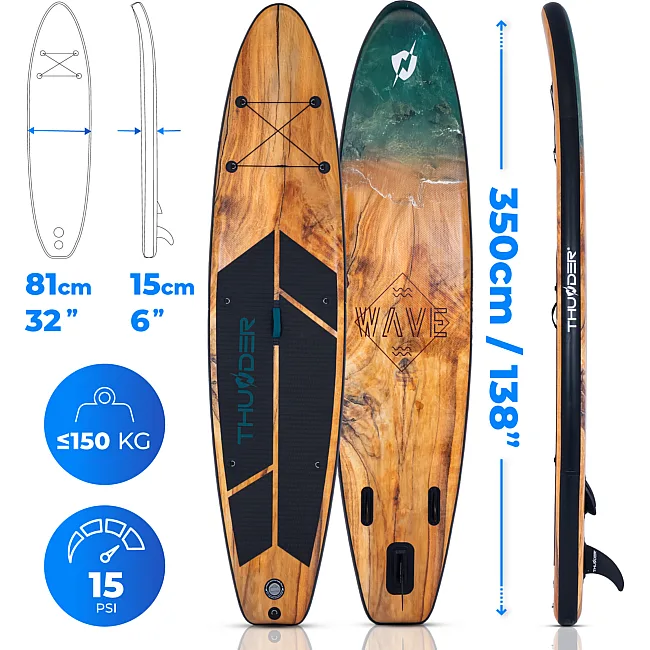 Надувная доска SUP (Сапборд) THUNDER WOOD 350