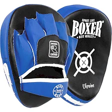 Лапа боксерская изогнутая тренировочная BOXER 2011-01 19х23х4см 2штуки (Черный-синий)