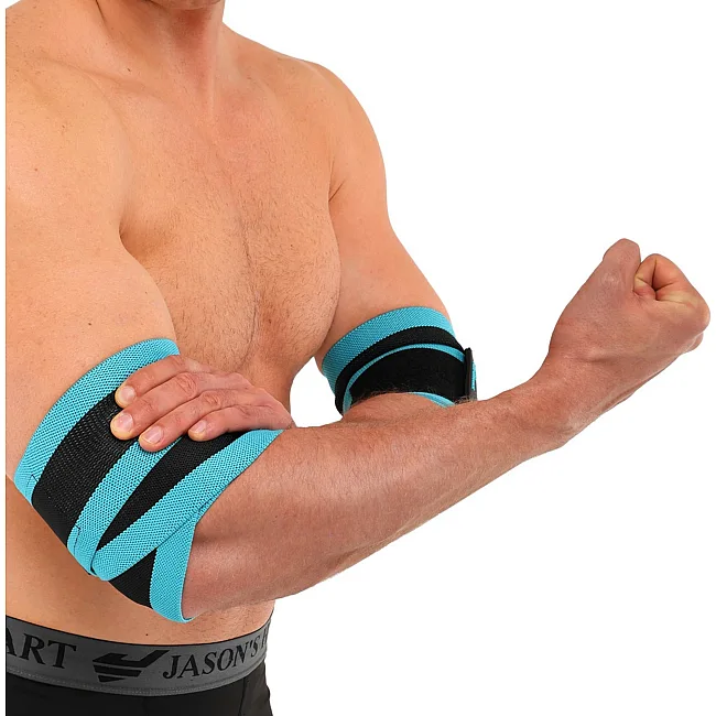 Бинти на лікті для жиму ELBOW WRAPS LiveUp LP8725 2шт (Синій-чорний)