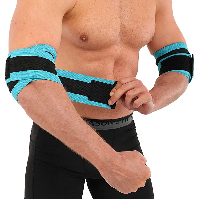 Бинти на лікті для жиму ELBOW WRAPS LiveUp LP8725 2шт (Синій-чорний)