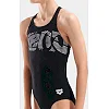 Купальник закрытый для девочек Arena GRAPHIC SWIMSUIT V BACK черный, белый (для детей)