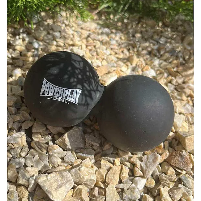 Масажний силіконовий подвійний м'яч PowerPlay PP-4355 Silicone Lacrosse Peanut Ball (6.3*12.6см.) Чорний