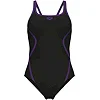 Купальник закрытый для женщин Arena PRO_FILE SWIMSUIT SOLID черный, фиолетовый