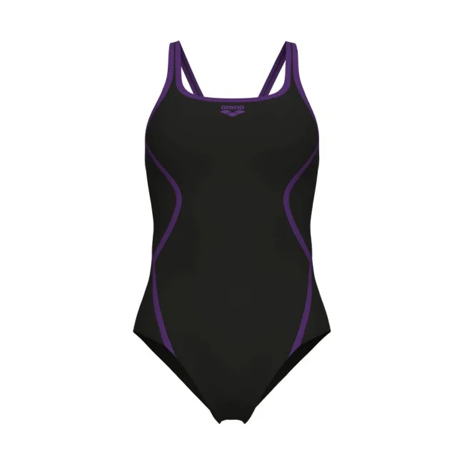 Купальник закрытый для женщин Arena PRO_FILE SWIMSUIT SOLID черный, фиолетовый