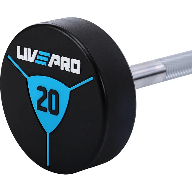 Штанга неразборная с фиксированным весом прямая полиуретановая LiveUp LP8010-20 длина-89,2см 20кг