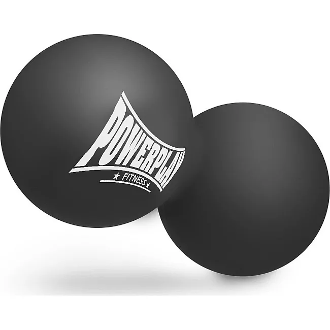 Масажний силіконовий подвійний м'яч PowerPlay PP-4355 Silicone Lacrosse Peanut Ball (6.3*12.6см.) Чорний