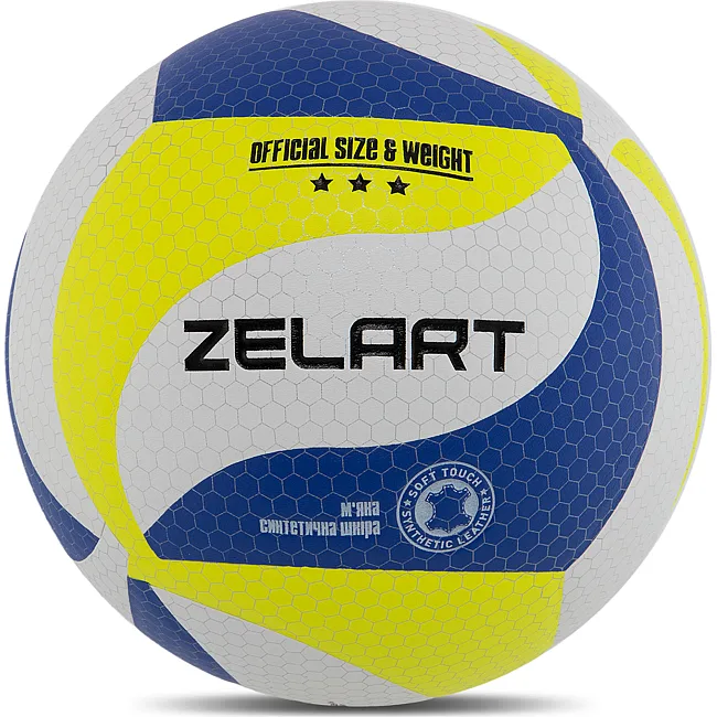 Волейбольный мяч ZELART VB-9000 №5 PU (Салатовый-белый-синий)