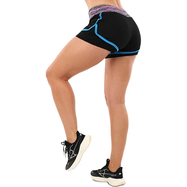 Спортивные шорты
 двойные 2 в 1 женские UNDER ARMOUR
 CO-1721 (Черный-фиолетовый)