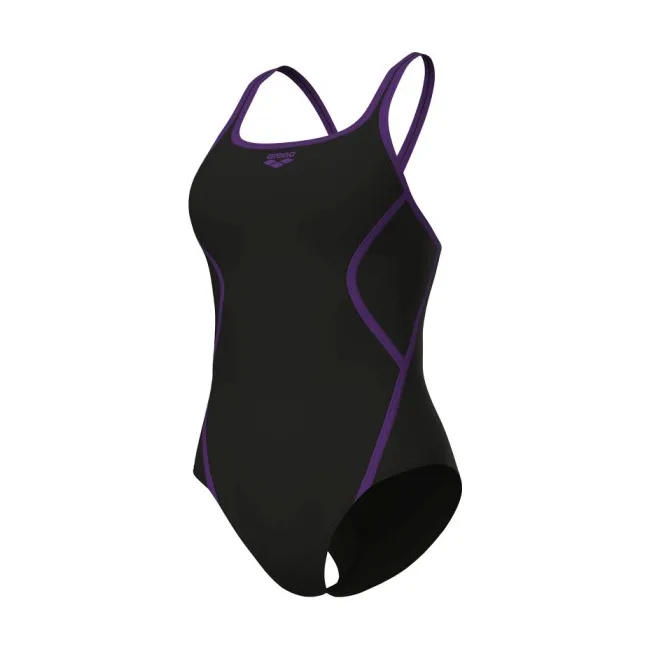 Купальник закрытый для женщин Arena PRO_FILE SWIMSUIT SOLID черный, фиолетовый