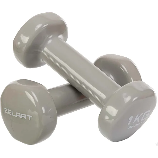 Гантели для фитнеса виниловые ZELART Beauty TA-5225-1 2шт 1кг (Серый)