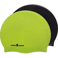 Двухсторонняя шапочка для плавания силиконовая для взрослых MADWAVE Reverse CHAMPION M055001 (Салатовый-черный)