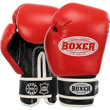 Рукавички для боксу шкіряні BOXER 2023 10-12унцій (Червоно-чорний)