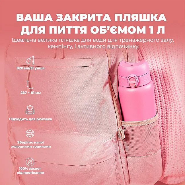Бутылка для воды металлическая вакуумная ION8 920 мл. Vacuum Insulated, Rose Bloom