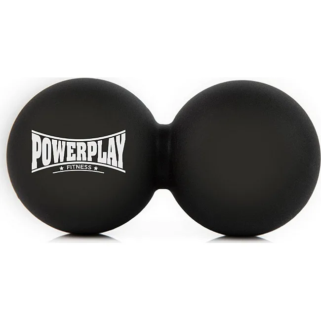 Масажний силіконовий подвійний м'яч PowerPlay PP-4355 Silicone Lacrosse Peanut Ball (6.3*12.6см.) Чорний
