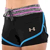 Спортивные шорты двойные 2 в 1 женские UNDER ARMOUR CO-1721 (Черный-фиолетовый)