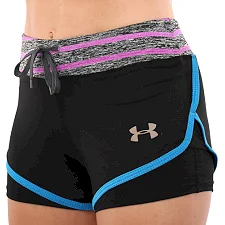 Спортивные шорты двойные 2 в 1 женские UNDER ARMOUR CO-1721 (Черный-фиолетовый)