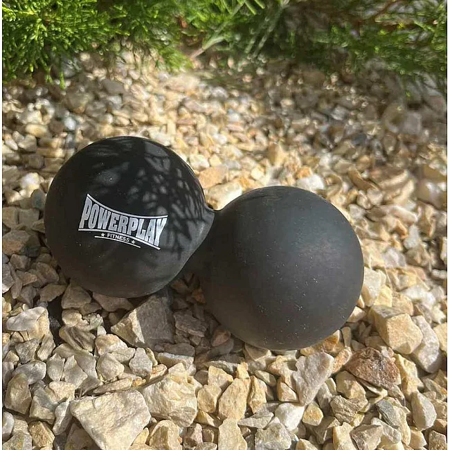 Масажний силіконовий подвійний м'яч PowerPlay PP-4355 Silicone Lacrosse Peanut Ball (6.3*12.6см.) Чорний