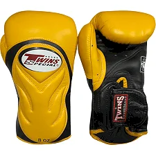 Рукавички боксу TWINS Velcro Extra Design BGVL6 Black Yellow