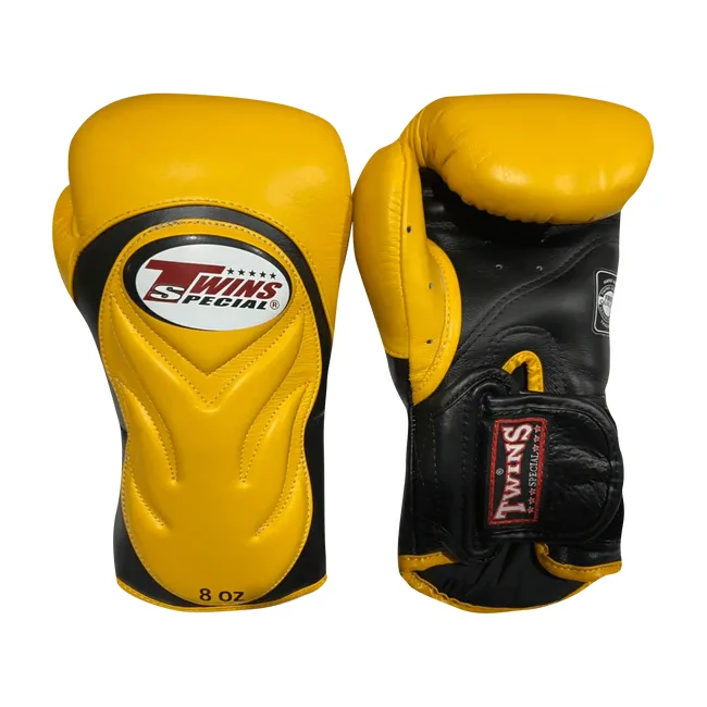 Перчатки для бокса TWINS Velcro Extra Design BGVL6 Black Yellow