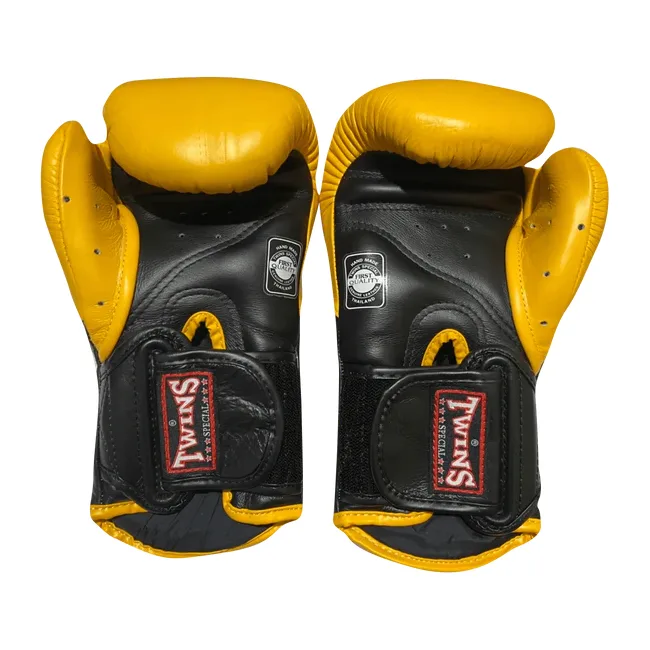 Перчатки для бокса TWINS Velcro Extra Design BGVL6 Black Yellow