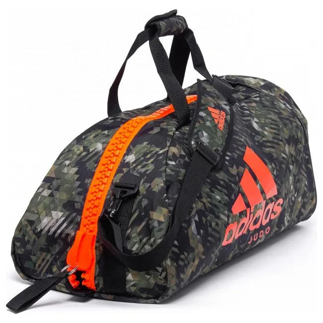 Сумка з помаранчевим логотипом Adidas Judo (зелений камуфляж, ADIACC053J)