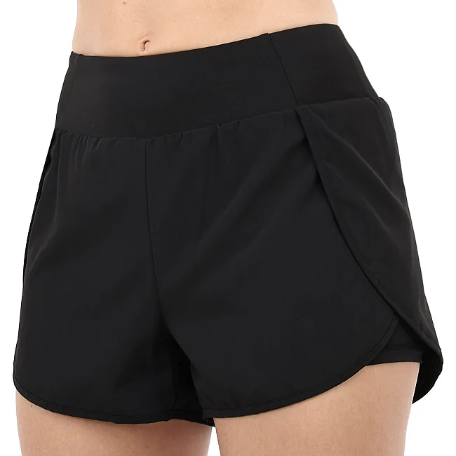Спортивные шорты двойные 2 в 1 женские SP-SPORT DK01 (Черный)
