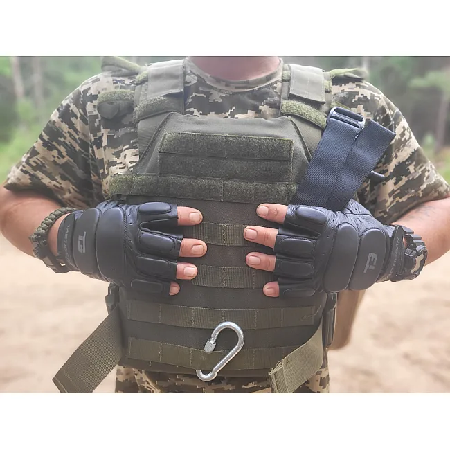 Перчатки тактические кожаные без пальцев TACTIGEAR PS-8801 Patrol Black