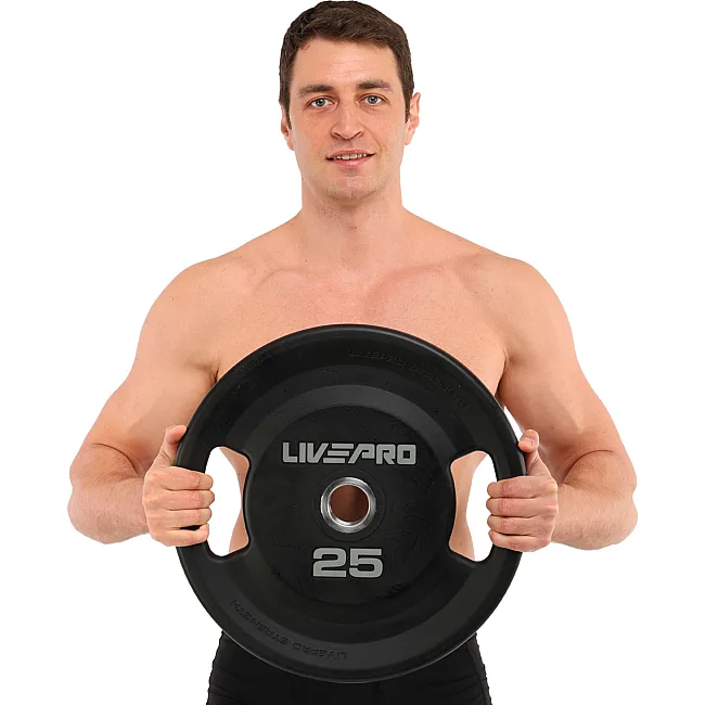 Млинці диски поліуретанові 2 Handle металева втулка LiveUp LP8337-25 ø51мм 25кг