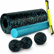 Масажний набір PowerPlay PP_4015 EPP Foam Roller Set 4in1 (2-ва роли + 2-ва м'ячі) Чорно-бірюзовий