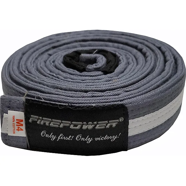 Пояс детский для Бразильского Джиу-Джитсу Firepower Classic Light Серый с белой полосой