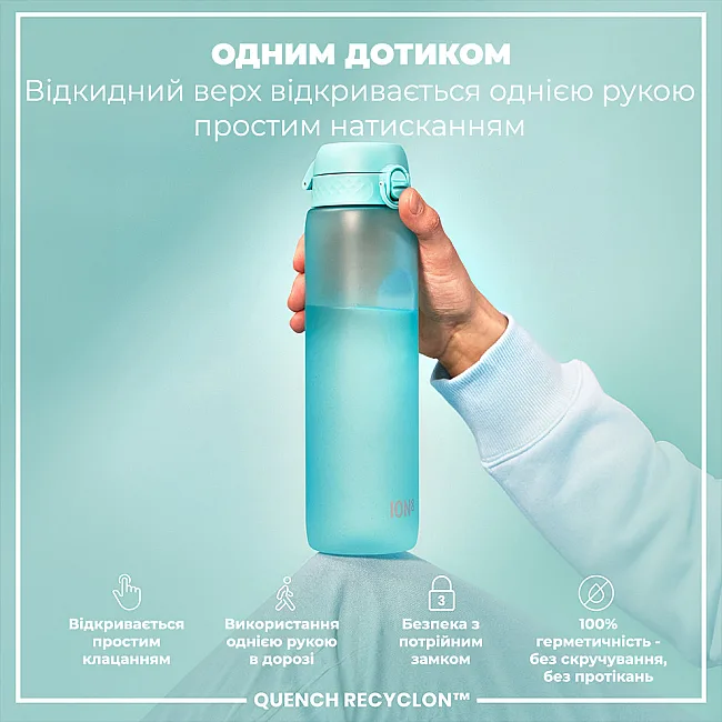 Бутылка для воды ION8 1000мл. BPA Free, Times To Drink, (ЭКО бутылка) BPA Free, Sonic Blue