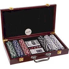Набор для покера в деревянном кейсе Poker game set SP-SPORT IG-6643 300 фишек