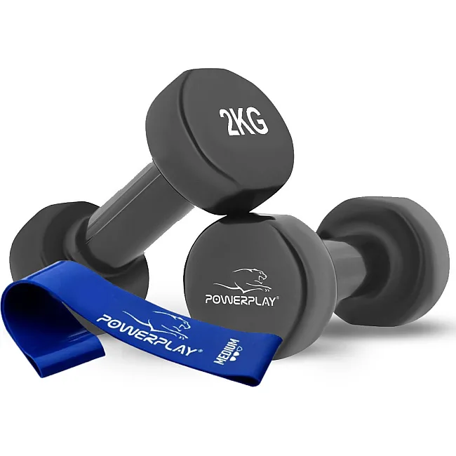 Гантели виниловые PowerPlay 2x2 кг. PP_4121 Черные (2шт. - пара)