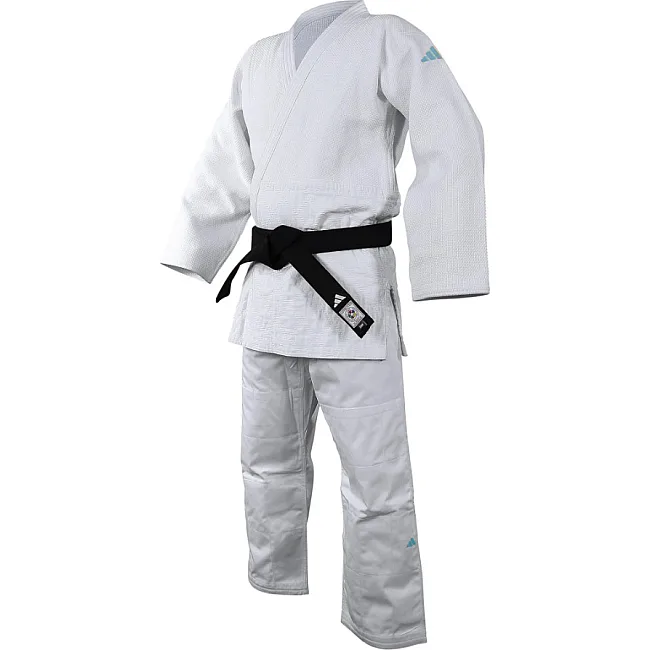 Кимоно для дзюдо Champion III Olympic с лицензией IJF | белое/голубой логотип | ADIDAS J-IJF3-L