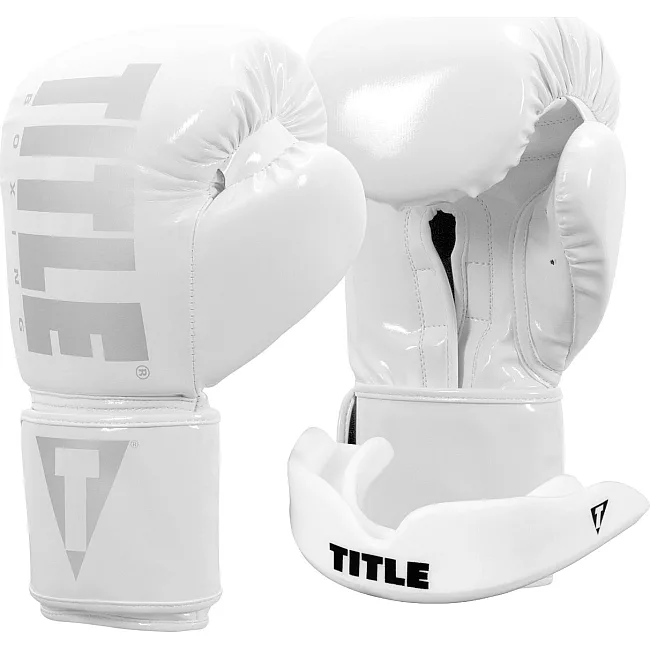 Боксерские перчатки TITLE Boxing Inferno Intensity Elastic White (капа в комплекте)