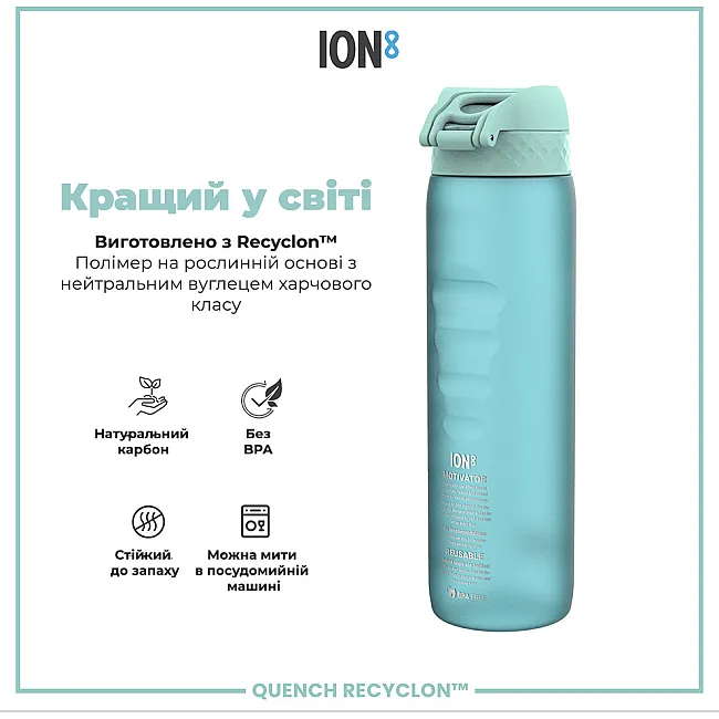 Бутылка для воды ION8 1000мл. BPA Free, Times To Drink, (ЭКО бутылка) BPA Free, Sonic Blue